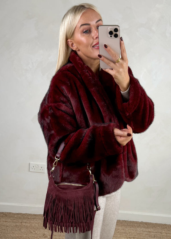 Lavish fur coat - Merlot-The Style Attic