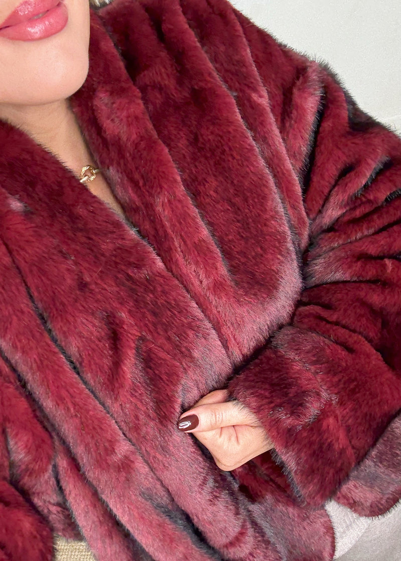 Lavish fur coat - Merlot-The Style Attic