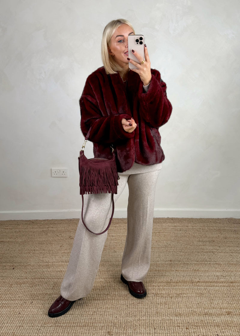 Lavish fur coat - Merlot-The Style Attic