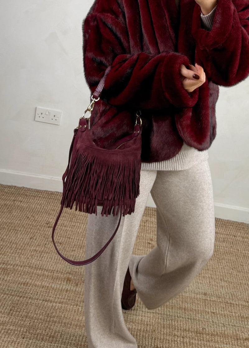 Lavish fur coat - Merlot-The Style Attic