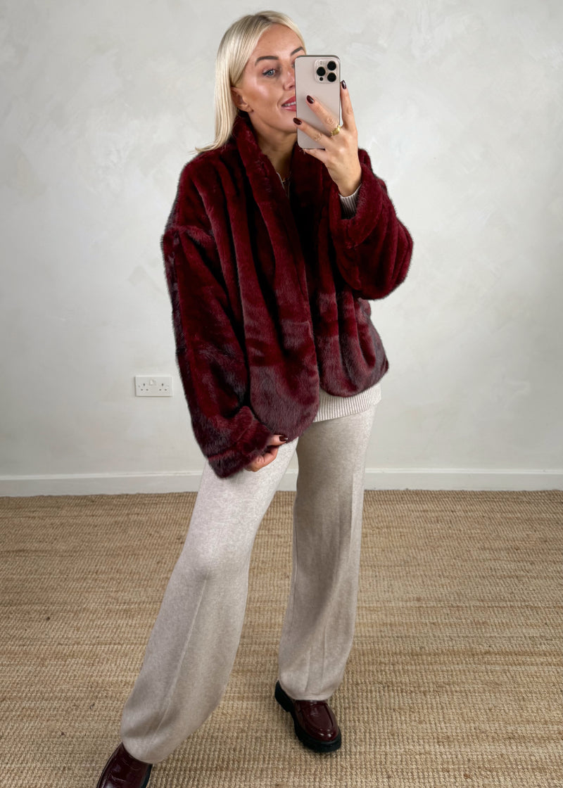 Lavish fur coat - Merlot-The Style Attic