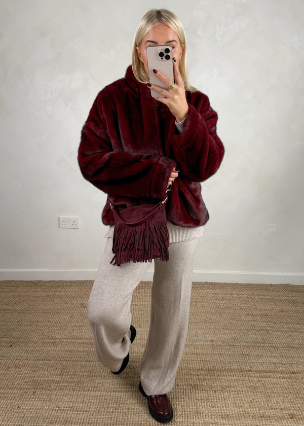 Lavish fur coat - Merlot-The Style Attic