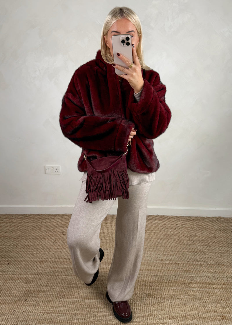 Lavish fur coat - Merlot-The Style Attic