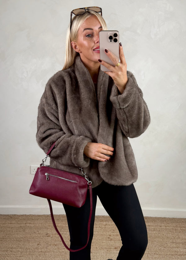 Lavish fur coat - taupe-The Style Attic