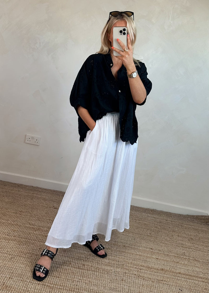 Layla broderie anglaise blouse - black-The Style Attic