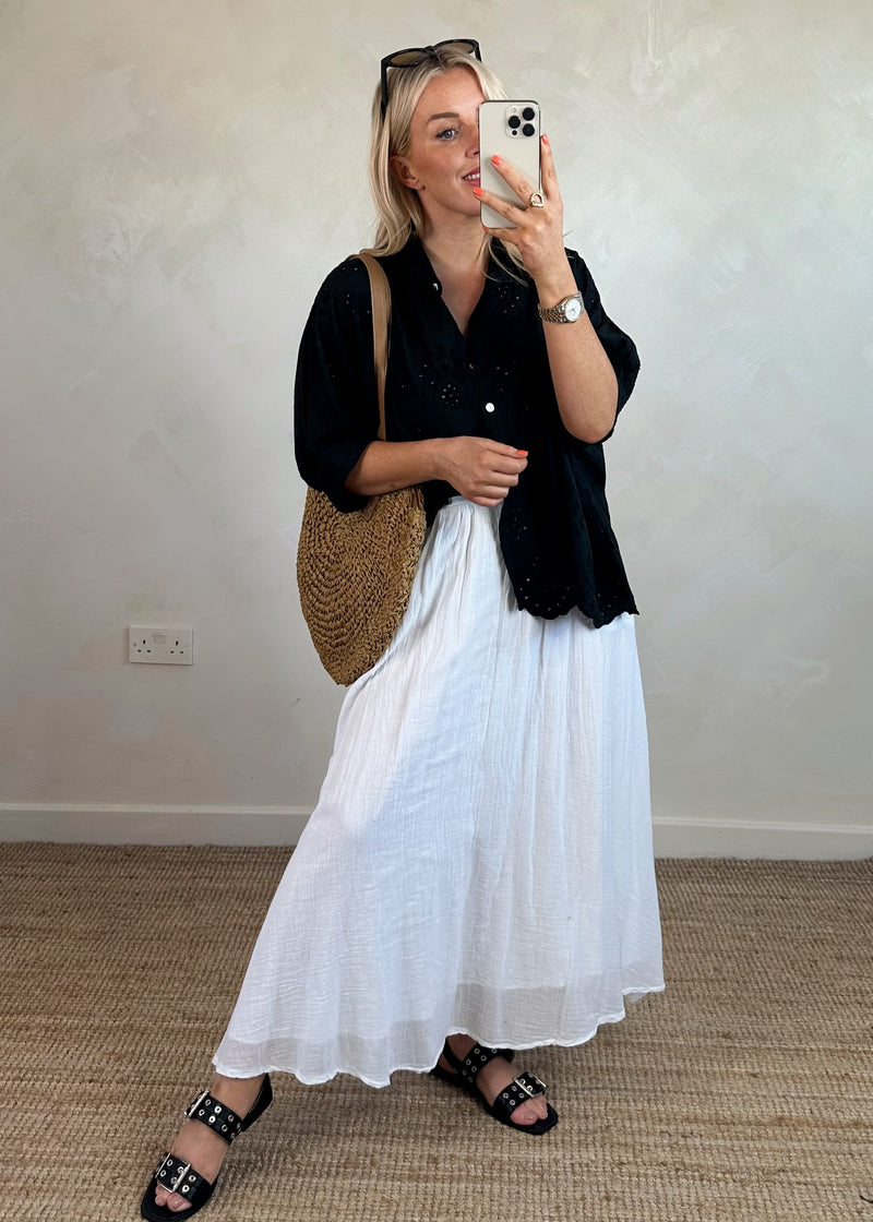 Layla broderie anglaise blouse - black-The Style Attic