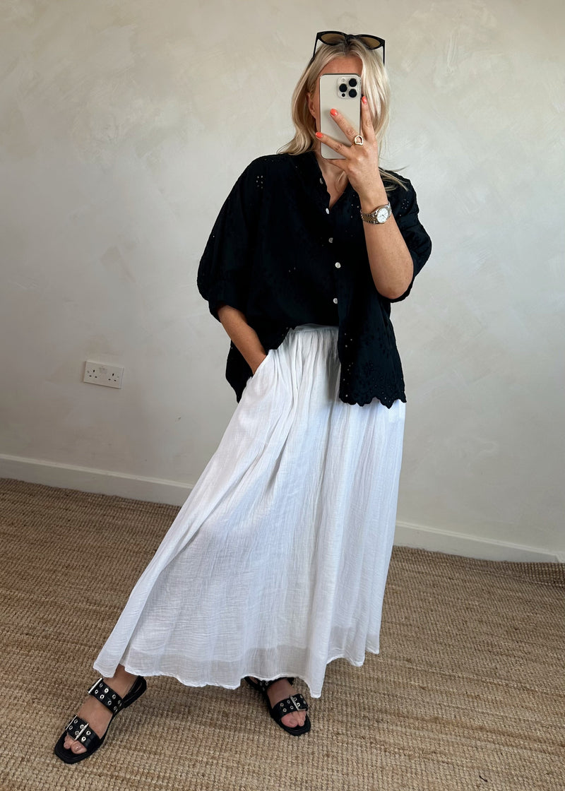 Layla broderie anglaise blouse - black-The Style Attic