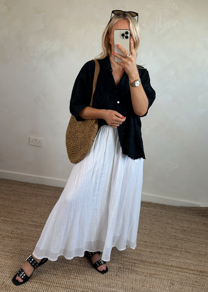 Layla broderie anglaise blouse - black-The Style Attic
