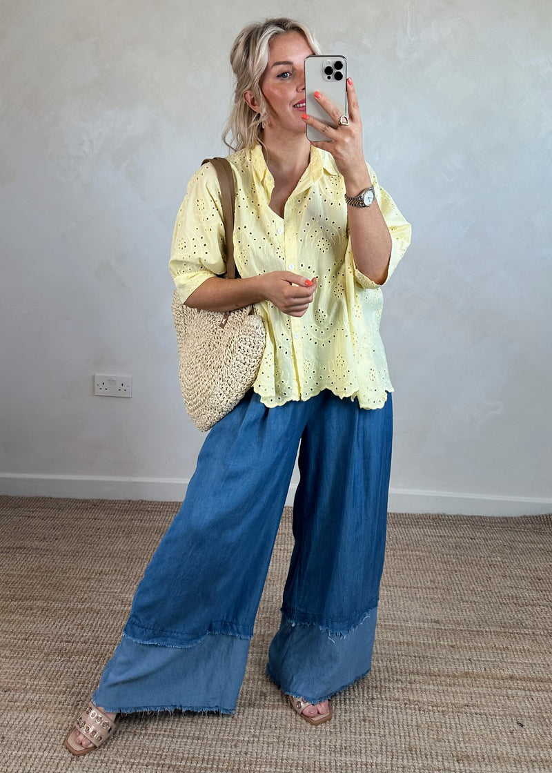 Layla broderie anglaise blouse - lemon-The Style Attic