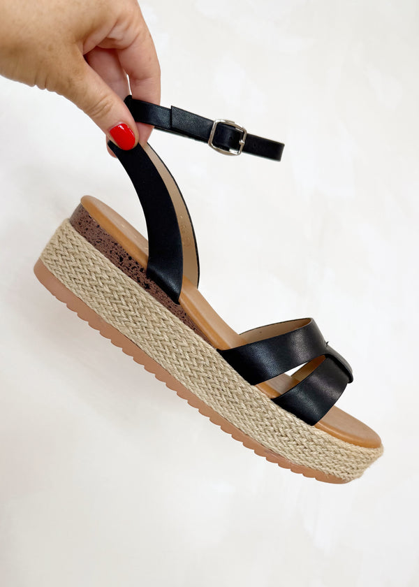 Leanna flatform sandal - black-The Style Attic