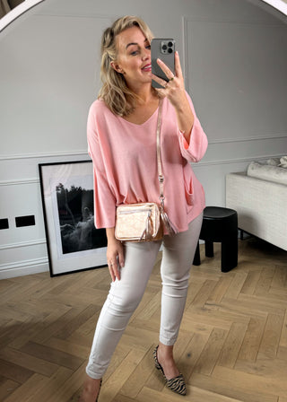 Leather Camera bag - Rose gold-The Style Attic