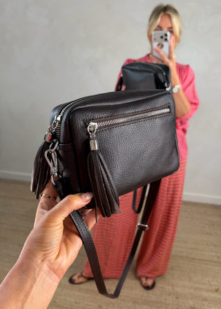 Leather Camera bag - dark Chocolate-The Style Attic
