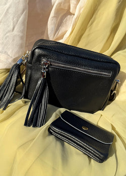 Leather Camera bag/purse duo - black-The Style Attic