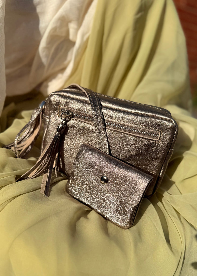 Leather Camera bag/purse duo - bronze-The Style Attic