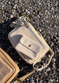 Leather Camera bag/purse duo - ecru-The Style Attic