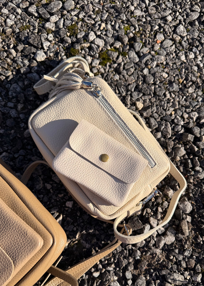 Leather Camera bag/purse duo - ecru-The Style Attic