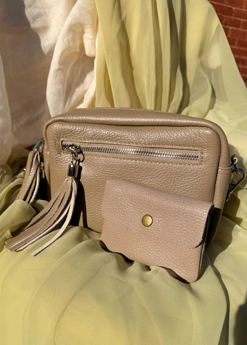 Leather Camera bag/purse duo - mocha-The Style Attic