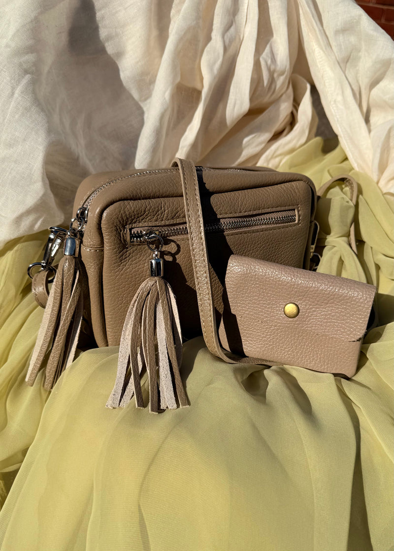 Leather Camera bag/purse duo - mocha-The Style Attic