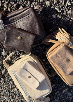 Leather Camera bag/purse duo - mocha-The Style Attic