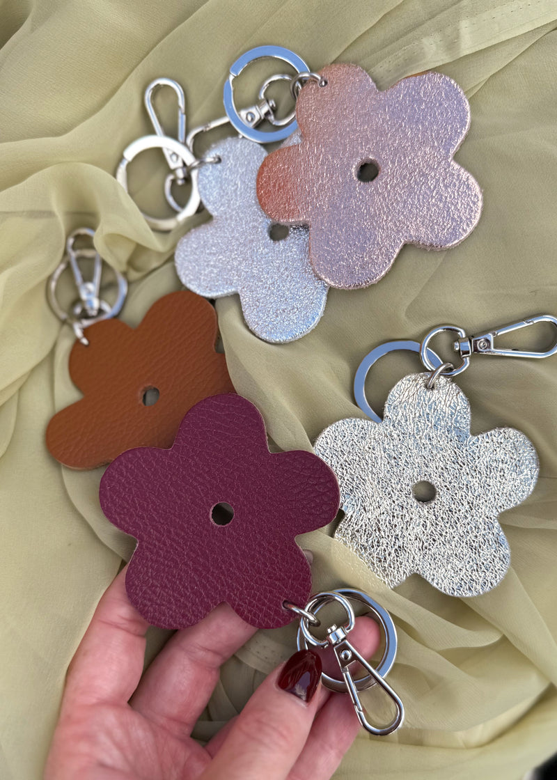 Leather bag charm - flower-The Style Attic