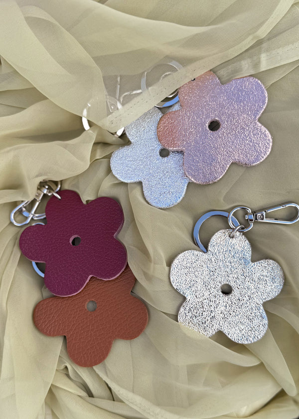 Leather bag charm - flower-The Style Attic