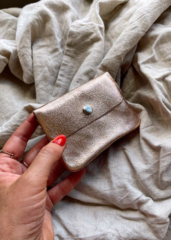Leather coin purse - rose gold-The Style Attic