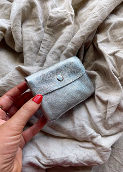 Leather coin purse - silver-The Style Attic