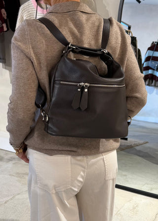 Leather convertible backpack bag - Chocolate-The Style Attic