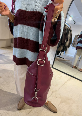 Leather convertible backpack bag - Merlot-The Style Attic