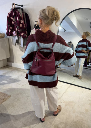 Leather convertible backpack bag - Merlot-The Style Attic