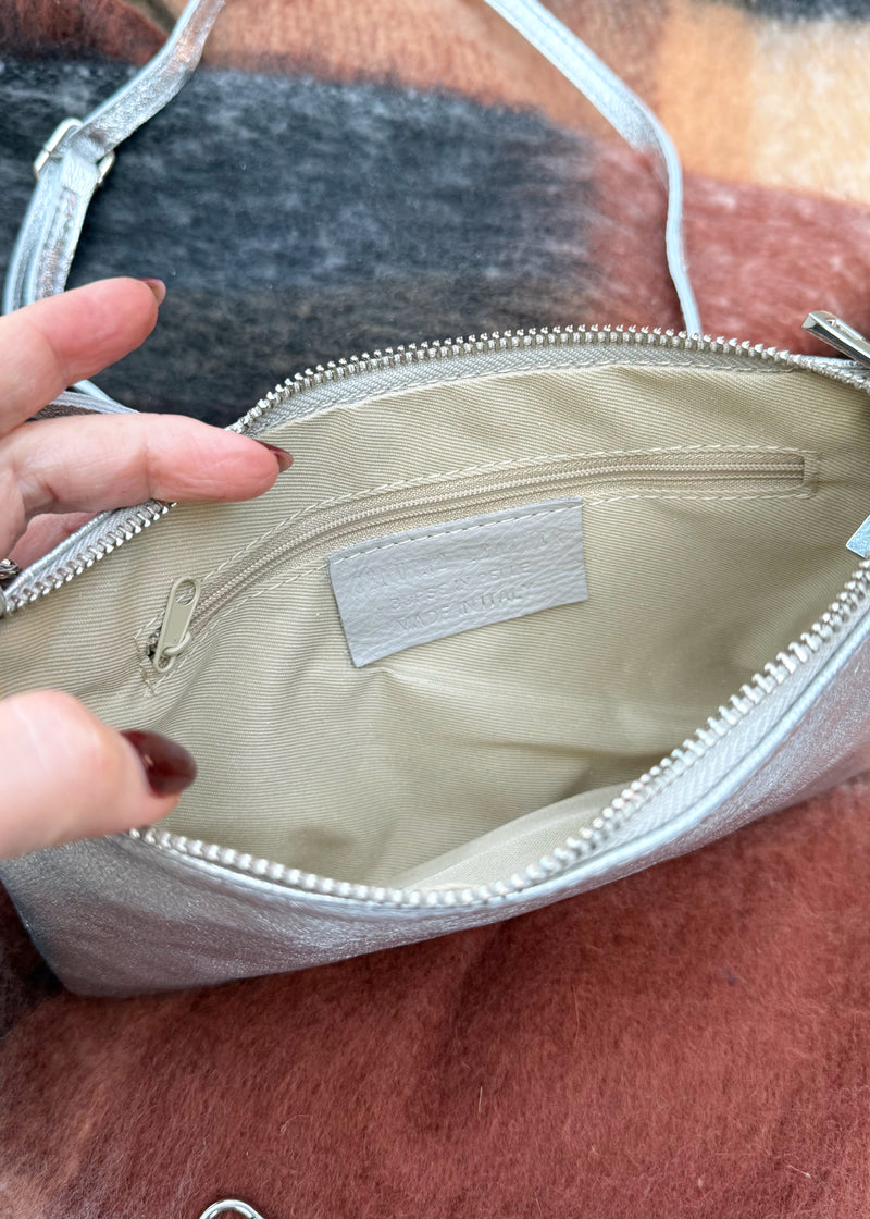 Leather cross body bag gift trio - silver-The Style Attic