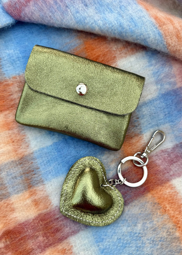 Leather gift duo - olive metallic-The Style Attic