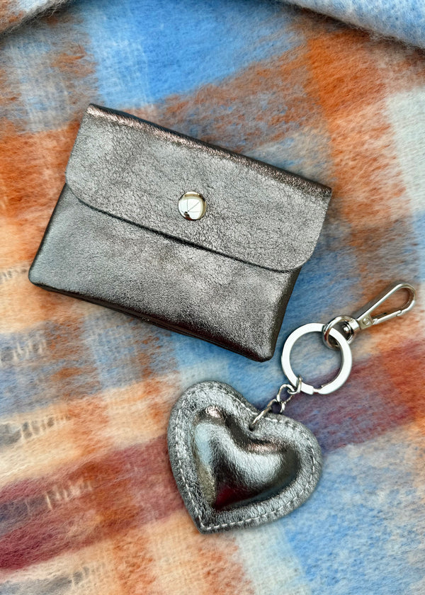 Leather gift duo - pewter-The Style Attic