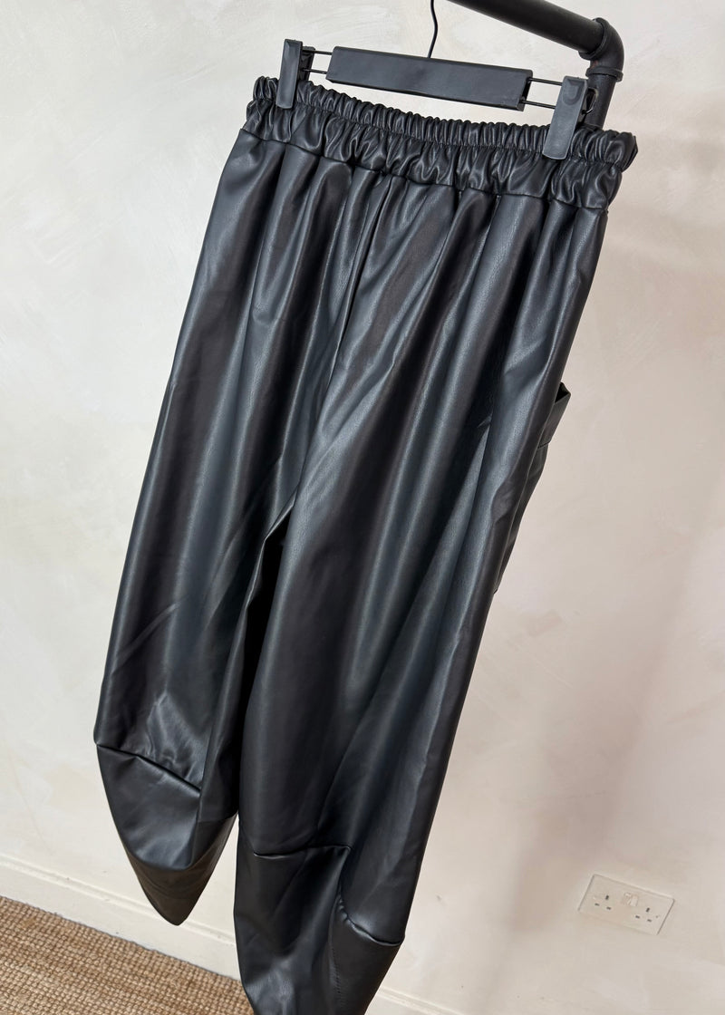Leather look Moda pants - black-The Style Attic
