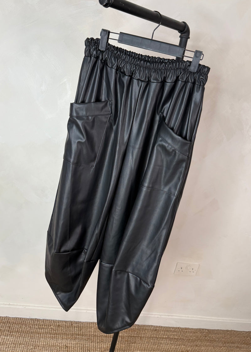 Leather look Moda pants - black-The Style Attic