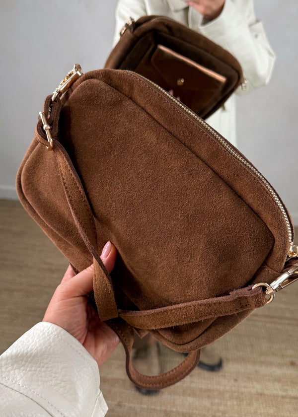 Leather pocket bag - chocolate-The Style Attic