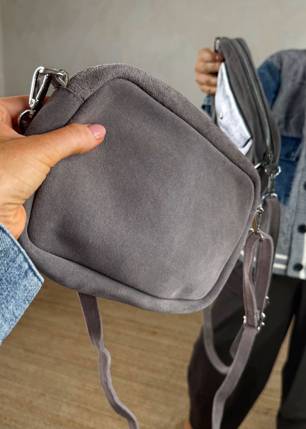 Leather pocket bag - grey-The Style Attic