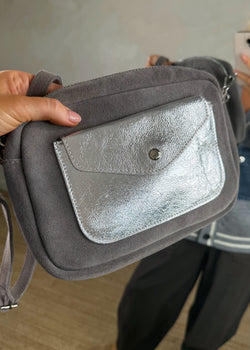 Leather pocket bag - grey-The Style Attic