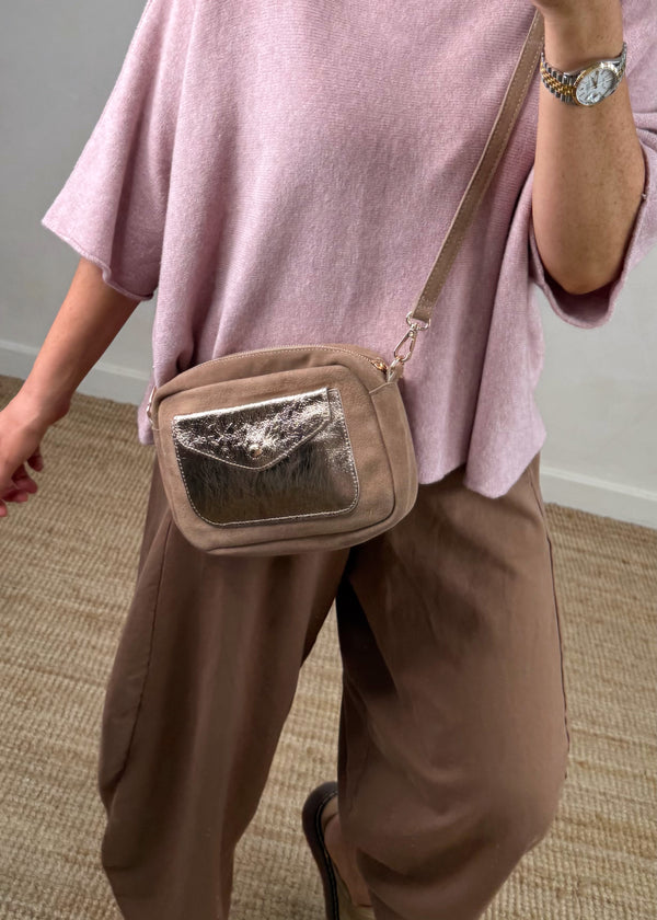 Leather pocket bag - mink-The Style Attic