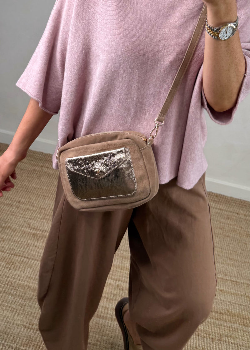 Leather pocket bag - mink-The Style Attic
