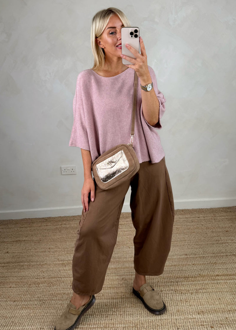 Leather pocket bag - mink-The Style Attic