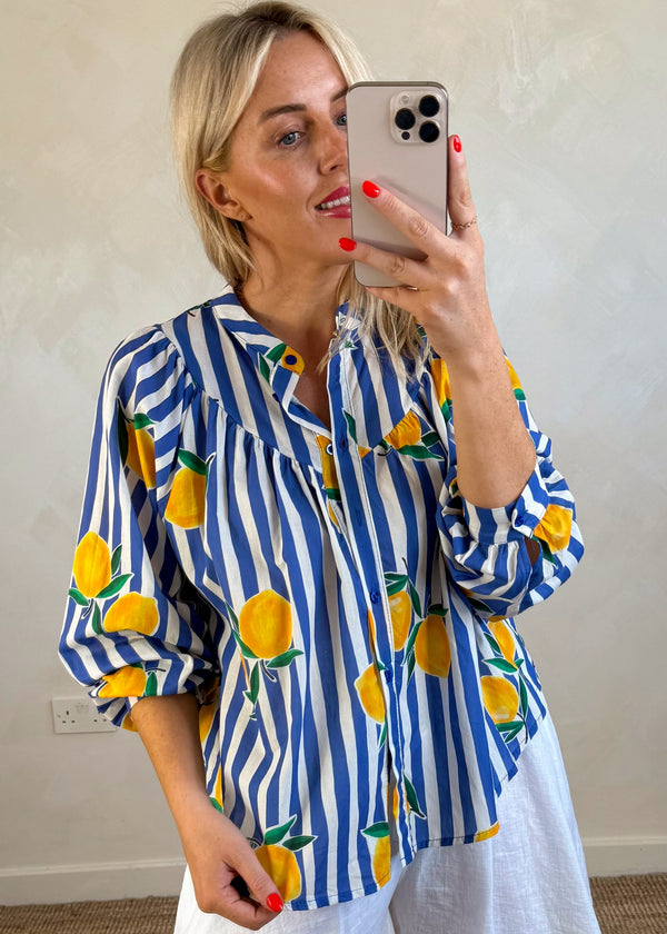 Lemons striped blouse-The Style Attic