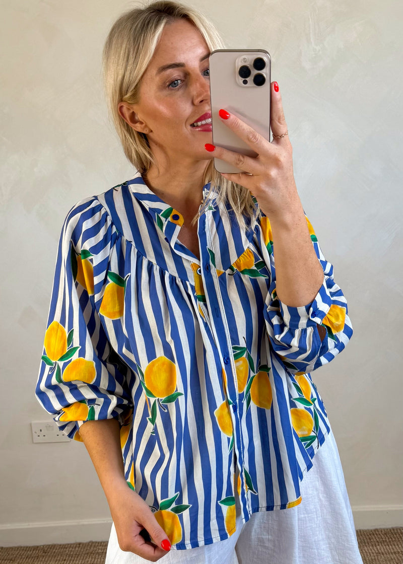 Lemons striped blouse-The Style Attic