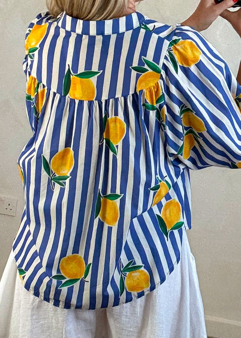 Lemons striped blouse-The Style Attic