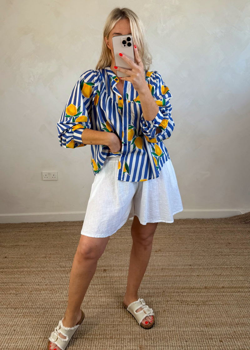 Lemons striped blouse-The Style Attic
