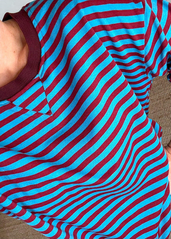 Leo striped sweater - Merlot/cerulean-The Style Attic