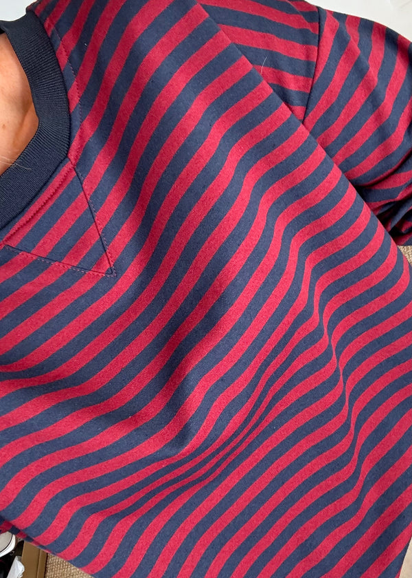 Leo striped sweater - Merlot/navy-The Style Attic
