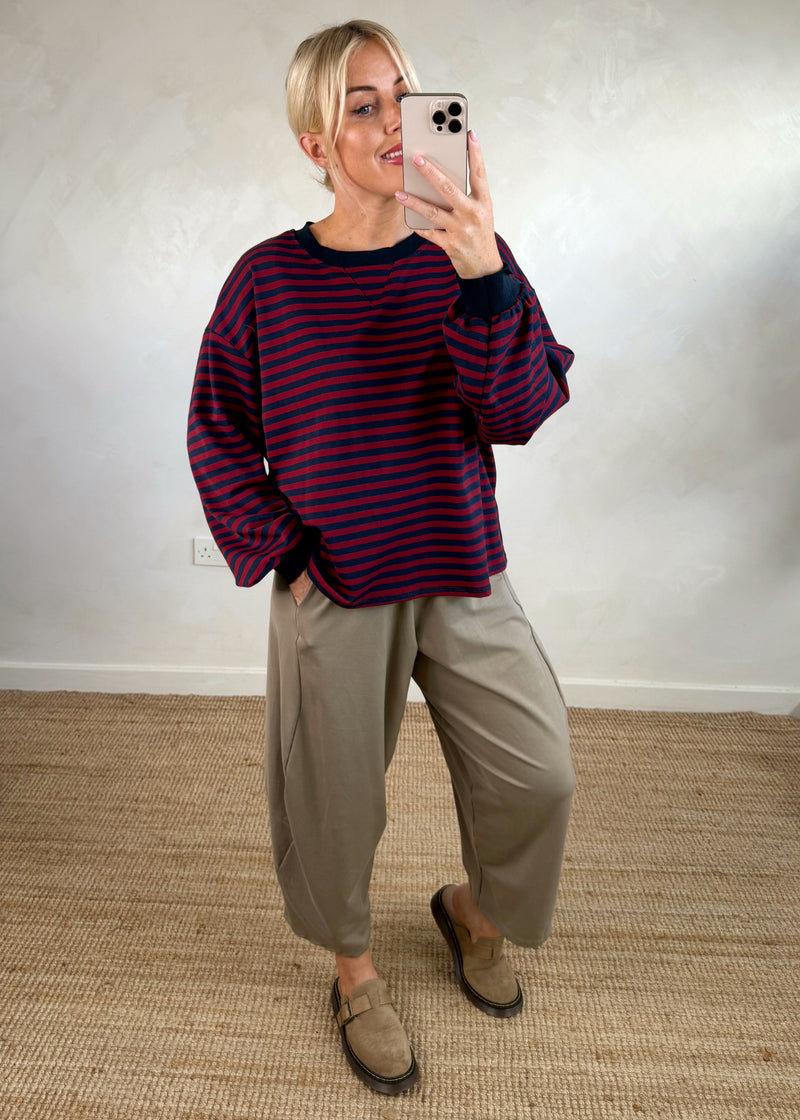 Leo striped sweater - Merlot/navy-The Style Attic