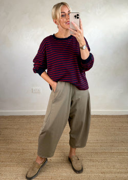 Leo striped sweater - Merlot/navy-The Style Attic