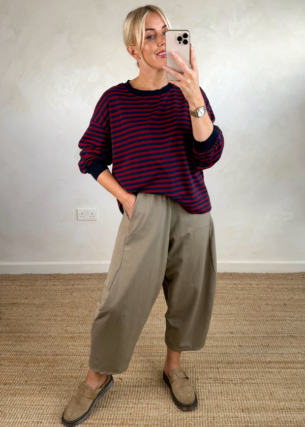 Leo striped sweater - Merlot/navy-The Style Attic